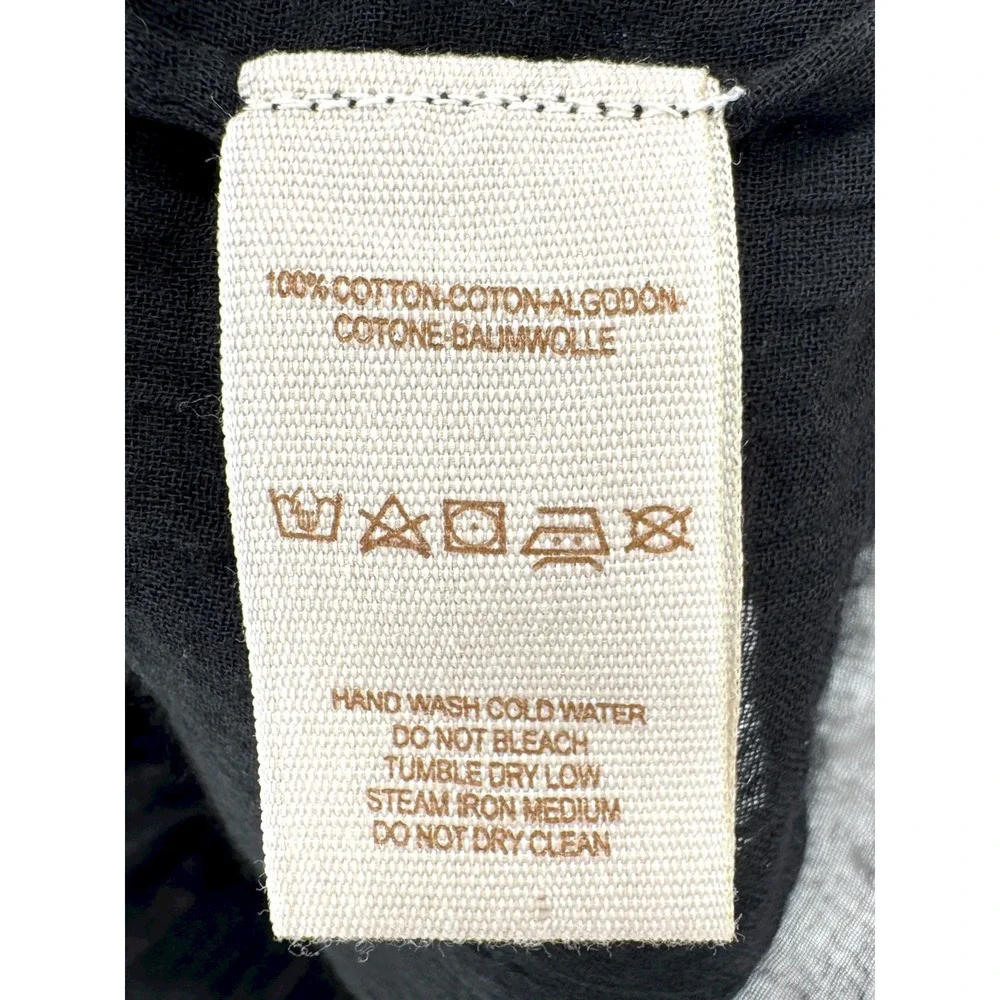 Free People Aztec Beaded Embroidered‎ Bib Dress Black Boho Festival Cotton Sz 4